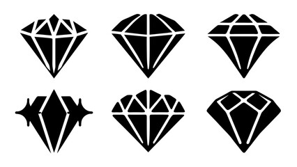 set of diamond Icon silhouette vector on tranparent background