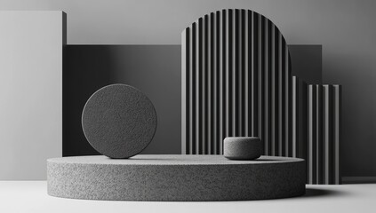 Monochromatic geometric forms on a textured platform