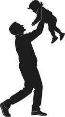 Dad Lifting Child High into The Air Silhouette Vector