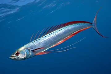 Oarfish on blue background.