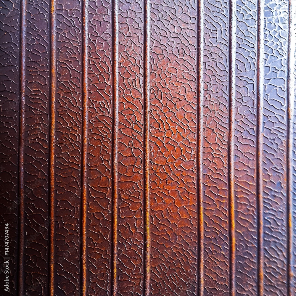 Poster close-up of a shiny metal surface reflecting light and showcasing unique textures and patterns
