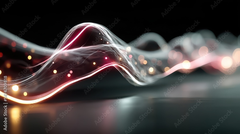 Aufkleber technology style whit net glowing wave,glowing line glow wave,glow line , happy mature mechani.stock