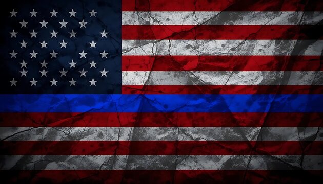 American Flag with Thin Blue Line: A Tribute to Law Enforcement - Powered by Adobe
