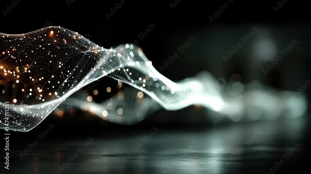 Poster technology style whit net glowing wave,glowing line glow wave,glow line , high five at gym.stock image