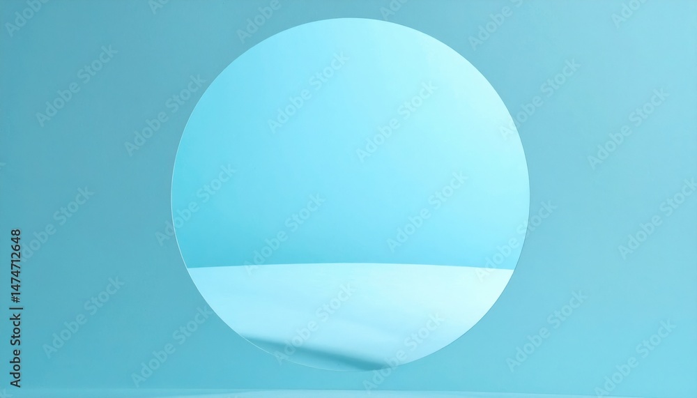 Poster dynamic abstract circle movement minimalist studio graphic art soft blue background close-up view vi