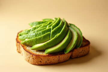 Tempting Avocado Toast on Light Beige Background - Clean Food Photography with Colored Gel Lighting