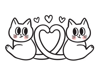 Cute and funny cartoon doodle cat lines.