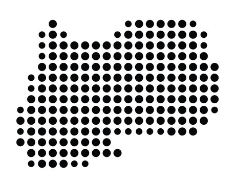 Symbol Map of the city Unterf&ouml;hring (Bayern, Germany) showing the city with a pattern of just a few black dots