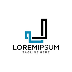 letter at monogram J style line art modern logo	