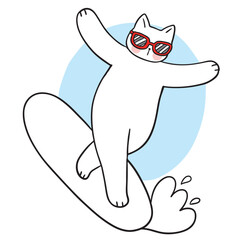 Cute and funny cartoon doodle cat lines.