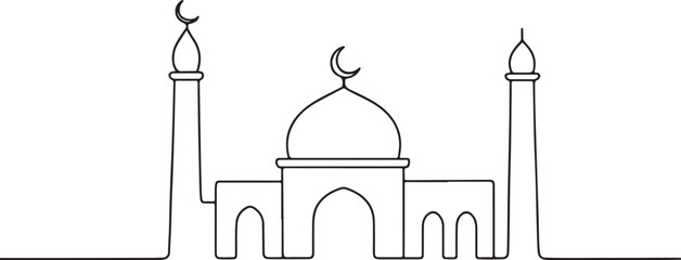 Mosque Building Vector Line Art Icon