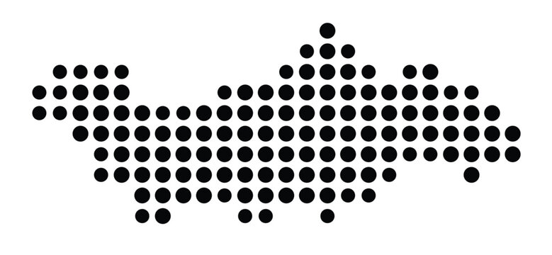 Symbol Map of the city Ottweiler (Saarland, Germany) showing the city with a pattern of just a few black dots