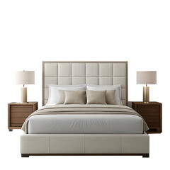 modern bed isolated on transparent background