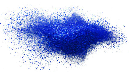 Obraz premium cloud of blue powder explodes isolated on white background