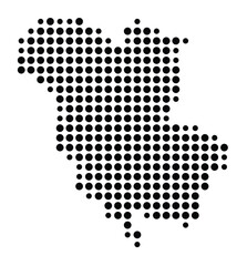 Symbol Map of the city Aue-Bad Schlema (Sachsen, Germany) showing the city with a pattern of just a few black dots