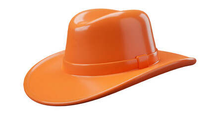 Fototapeta premium Bright orange cowboy hat. A vibrant accessory. Isolated on white or transparent background