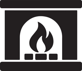 Fireplace Heating Icon Vector Silhouette