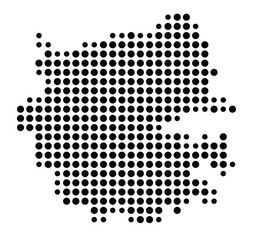 Symbol Map of the city Großenhain (Sachsen, Germany) showing the city with a pattern of just a few black dots