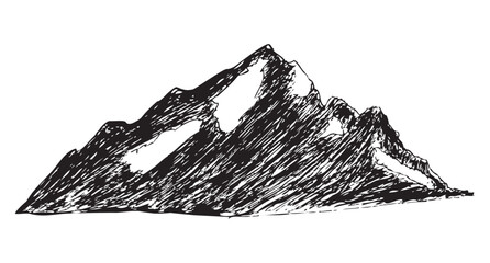 mountain, simple vector hand draw sketch black at white background
