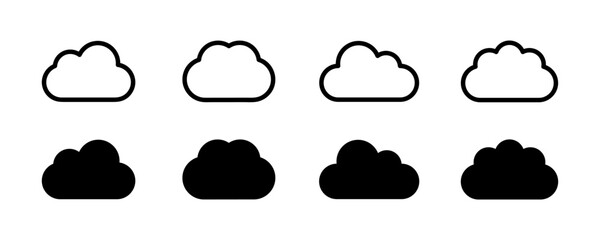 Cloud icon. Cloud weather sign collection. Cloud computing icon. Nature cloud bubble elements. Abstract cloud outline and filled vector sign. Cloud symbol