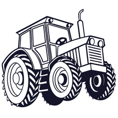 Obraz premium Sketch of a Vintage Tractor with Large Wheel