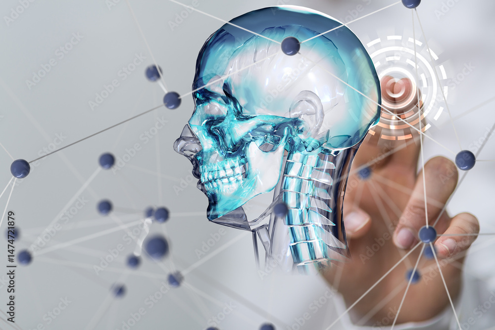 Poster digital medical futuristic interface 3d rendering