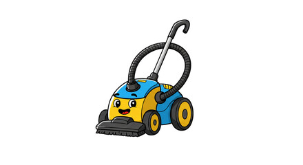 colorful cartoon vacuum cleaner character with transparent background.