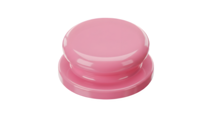 Pink push button. Shiny, smooth surface. Simple design. Isolated on white or transparent background