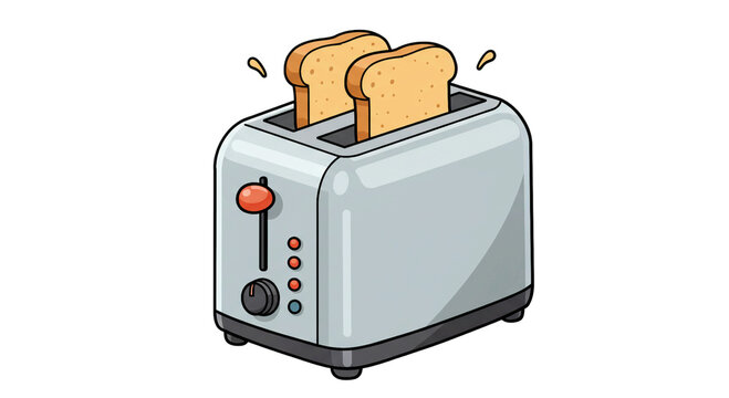 moern toaster with toasted bread slices popping up in kitchen setiing.