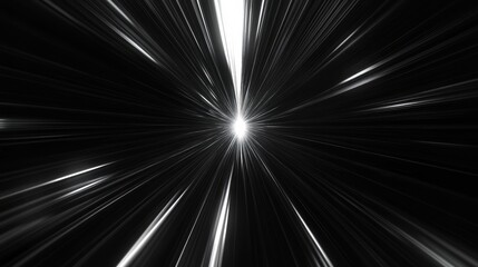 Black background with radiating, bright white lines, emanating from a central point.  A sense of speed and energy