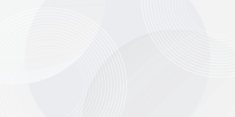 White geometric abstract background overlap layer on bright space with lines effect decoration. Modern graphic design element circles style concept for banner.