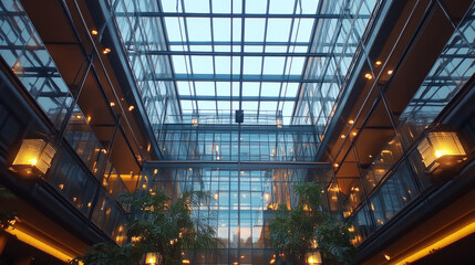 Looking upward at the glass-and-steel Gothia Towers in Gothenburg.