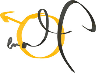 Male Gender Symbol in Handwritten Chalk Style on Black Background