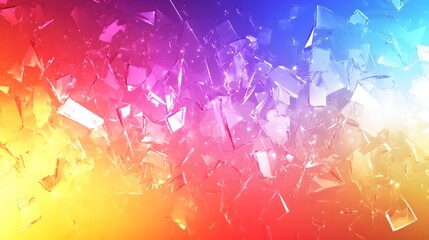 Vibrant, multicolored shattered glass fragments background.