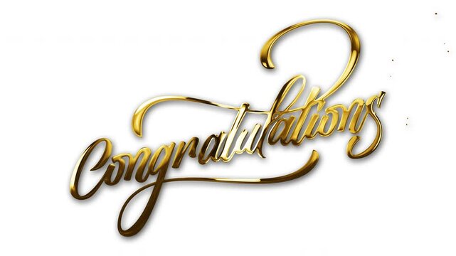 Congratulations gold text animation calligraphy on transparent background with luxury style lettering perfect for wedding invitation birthday card New Year party and premium celebration design theme - Powered by Adobe