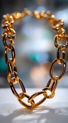 Fototapeta premium Stunning gold chain bracelet exuding elegance and charm perfect for any fashion enthusiast