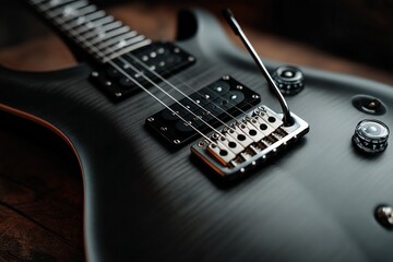 Fototapeta premium Close-up view of an electric guitar showcasing its detailed craftsmanship and modern design
