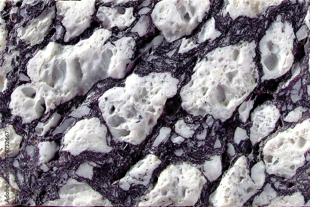 Poster unique black and white mineral formation showcasing intricate textures and patterns found in natural