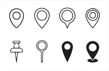Location icon set. Map pin. gps. place marker. GPS location symbol collection. Set of map pin location icons, Victor illustration Eps 10.