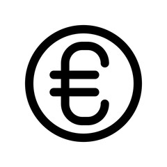 Euro Currency Symbol in Bold Black Within Circular Frame
