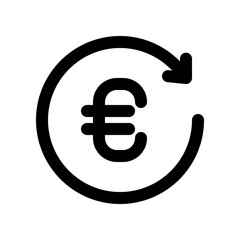Euro Currency Icon with Refresh Symbol Indicating Financial Transaction Concepts