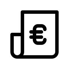 Euro Symbol on Document Monochrome Icon Representing Finances and Currency
