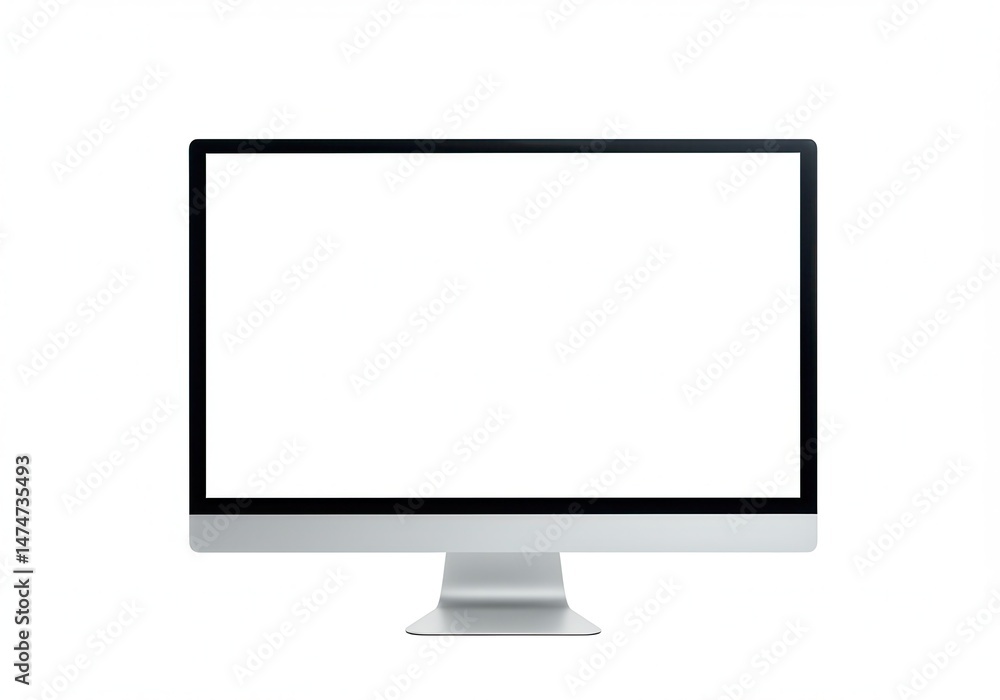 Aufkleber isolated computer monitor with blank white screen on a white background in a studio setting shot fro