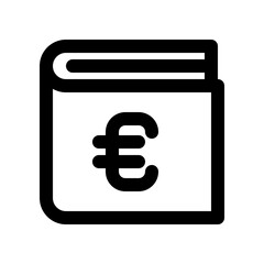 Simple Icon Representing Wallet with Euro Symbol, Ideal for Financial Themes