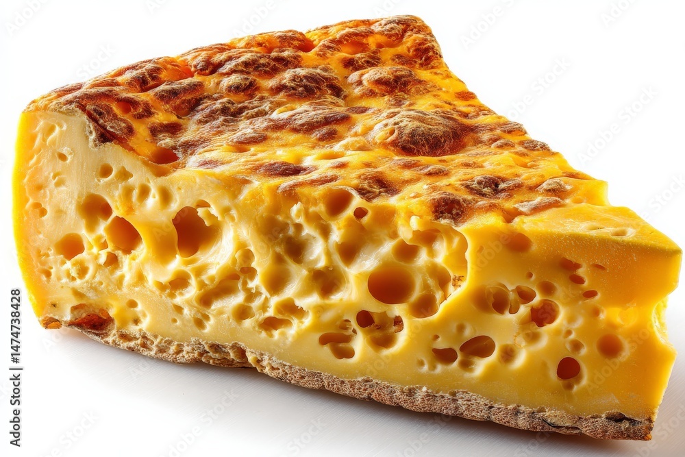 Poster delicious slice of cheese with a rich texture showcased in a bright setting