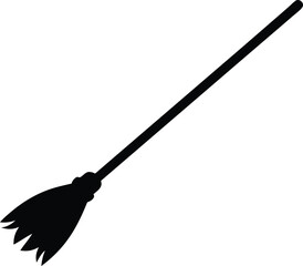 halloween broomstick silhouette vector icon