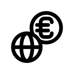 European Currency and Global Trade Symbol in Black and White