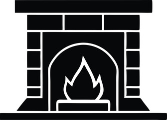 holiday fireplace silhouette vector icon