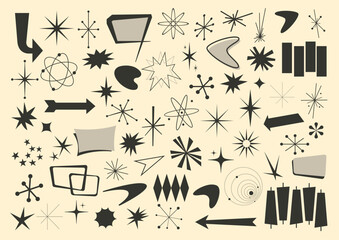 Atomic style vector Pack of different shapes from the fifties