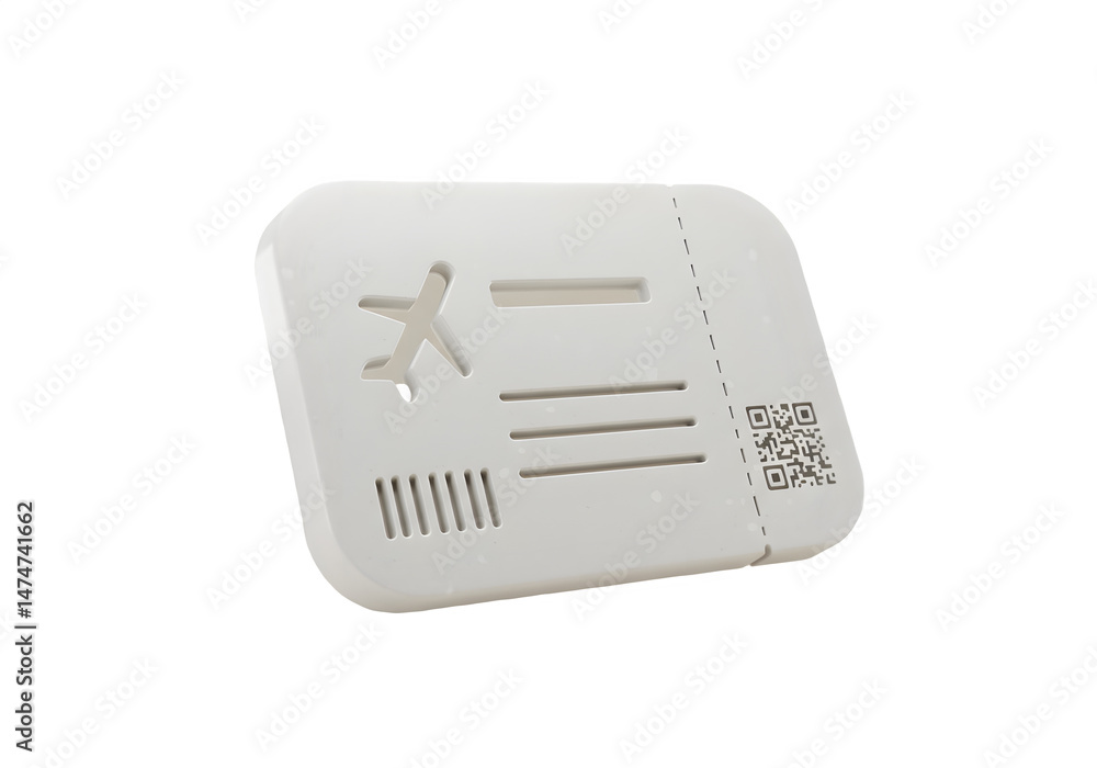 Poster 3d render of a minimalist boarding pass, ready for takeoff! 3d rendering isolated on white backgroun